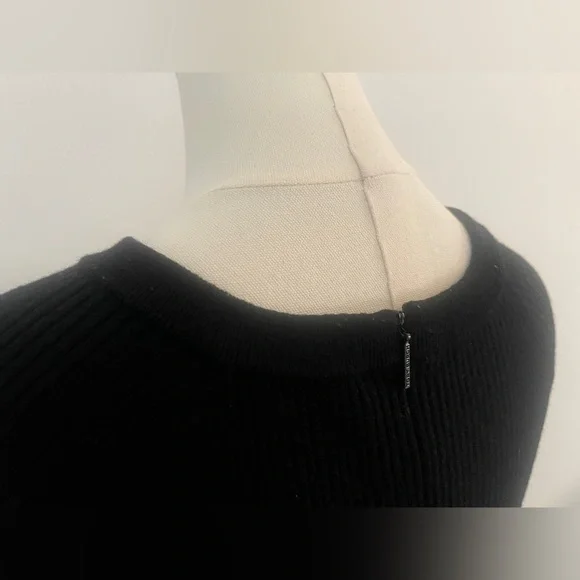 Tory Burch Gemma Sweater Dress Polka Dot Merino Wool Leopard Black White Size L - Picture 10 of 12